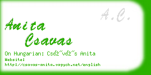 anita csavas business card